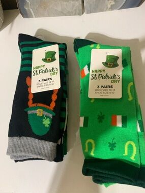 2 packs of 3 pairs Men's Crew Socks - Green & Black